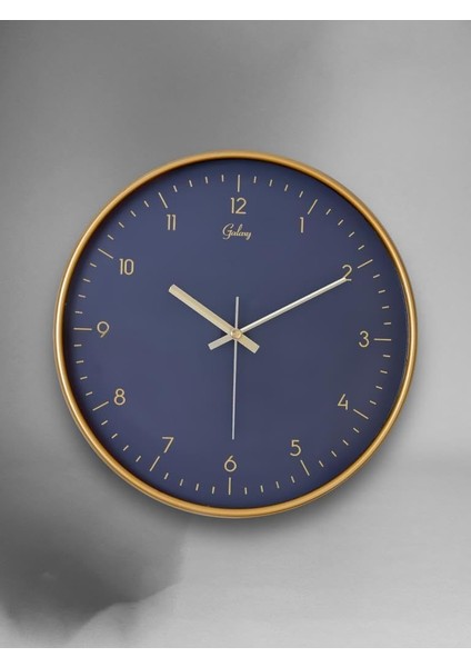 D-218-A Siyah Kadran 30 cm Sessiz Akar Duvar Saati Gold