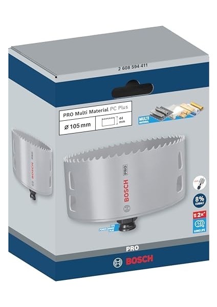 1 x Pro Multi Material Power Change Plus Delik Testeresi (Yumuşak Ahşap, Alçıpan Duvar Için, Ø 105 Mm, Profesyonel Aksesuar, Matkap/tornavida Için)