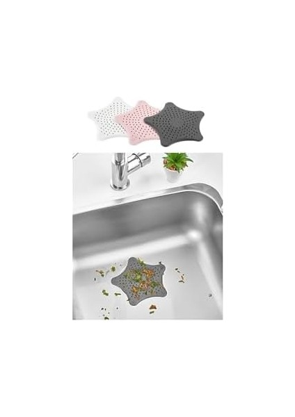 Vantuzlu Silikon Kaymaz Yıldız Lavabo ve Küvet Süzgeci Yıldız Süzgeç Pembe Renk SEA114P fiyatları