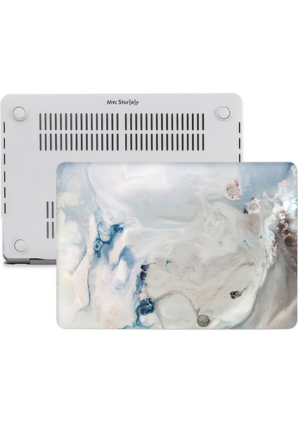 Macbook Air M1 Kılıf 13INÇ MARBLE10NL (Touchıd'li M1 Air) A2337 A2179 A1932 ile Uyumlu R-39