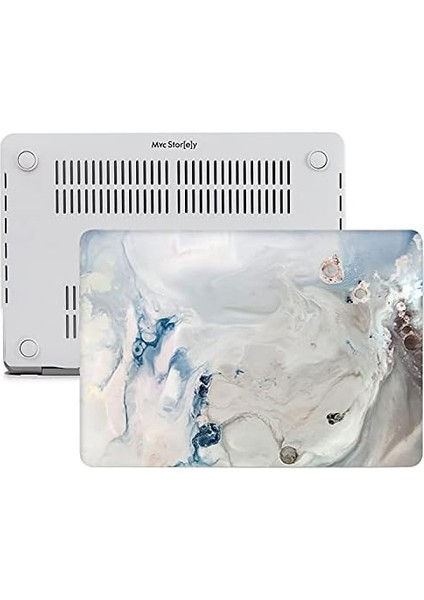 Macbook Air M1 Kılıf 13INÇ MARBLE10NL (Touchıd'li M1 Air) A2337 A2179 A1932 ile Uyumlu R-39 modelleri