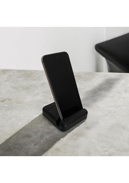 Masaüstü Telefon Tutucu, Ahşap Telefon Standı, Telefon Tutucu, Ofis Aksesuarı - Siyah