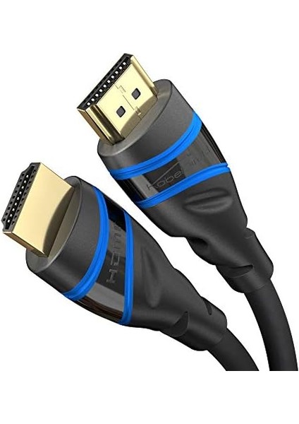 - 10K & 8k HDMI Kablosu, HDMI 2.1b - 1,5m, 0,5-5m Arası Mevcut - Sertifikalı, Almanya Da Geliştirilmiş (Ultra Yüksek Hız HDMI 2.1 Kablosu Pc, Ps5, Xbox, Monitör ve Tv Için - Siyah-Mavi)