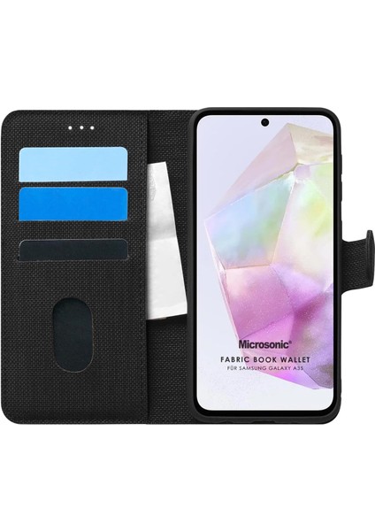 Samsung Galaxy A35 Için Kılıf Fabric Book Wallet Siyah [galaxy A35 ile Uyumlu Kılıf - Siyah]