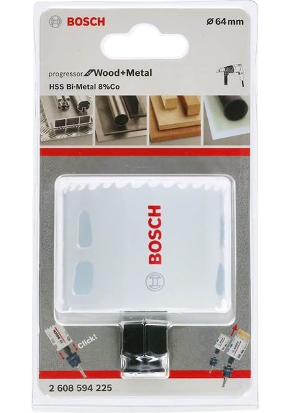 Professional 2608594225 Lochsäge Progressor Für Wood & Metal (Holz Und Metall, Ø 64 Mm, Zubehör Bohrmaschine)