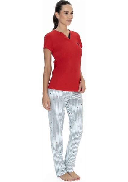 20060 Kadın Kırmızı Yarım Kollu Yarım Patlı Pijama Takımı fiyatları