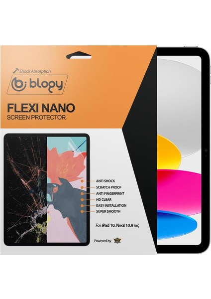 iPad 10. Nesil 10.9 İnç Ile Uyumlu Darbe Emici Flexi Nano Ekran Koruyucu
