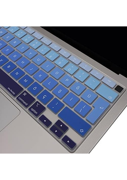 Macbook Air M1 13INÇ Klavye Koruyucu Türkçe Q Ombre A2179 A2337 ile Uyumlu Lacivert Mavi