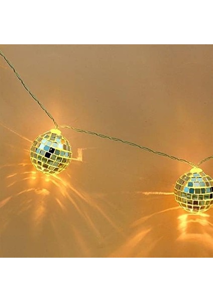 Mini Disko Topu Dekoratif Süsleme 10 Lu Led Zinciri Pilli Süs Led
