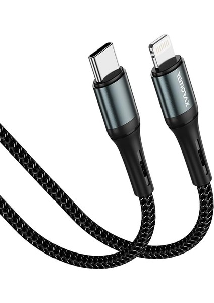 Örgülü iPhone Uyumlu Type C-Lightning Pd Hızlı Şarj Kablosu, Siyah (100 Cm) modelleri