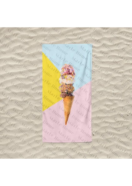Home Ice Cream / Dondurma - Baskılı Plaj Havlusu