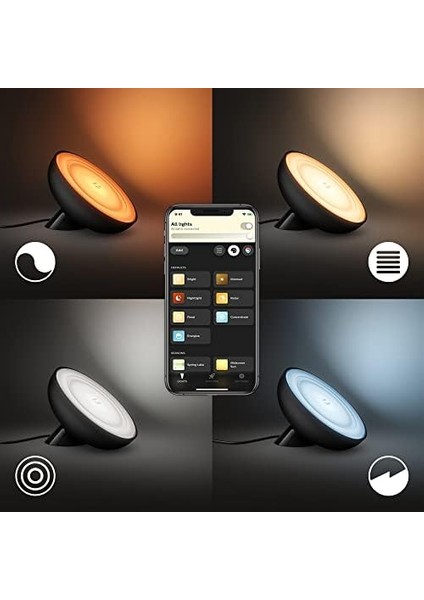 Hue Bloom V4 Siyah Akıllı LED Masa Lambası, Bluetooth Özellikli