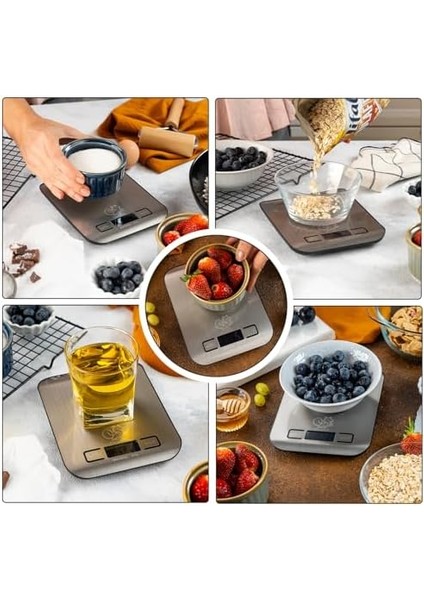 Dijital Mutfak Terazisi - Paslanmaz Çelik Yüzeyli Hassas Mutfak Tartısı - Dara Işlevi, LED Ekran, 5 Birim Dönüştürme ve Otomatik Kapanma Özellikli - 5 kg Tartı Kapasitesi fiyatları