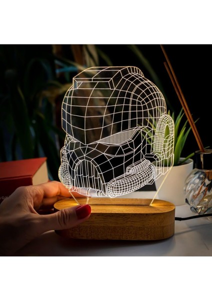 Maske Tasarımlı 3 Boyutlu Optik Illüzyon Gece Lambası Masa Lambası
