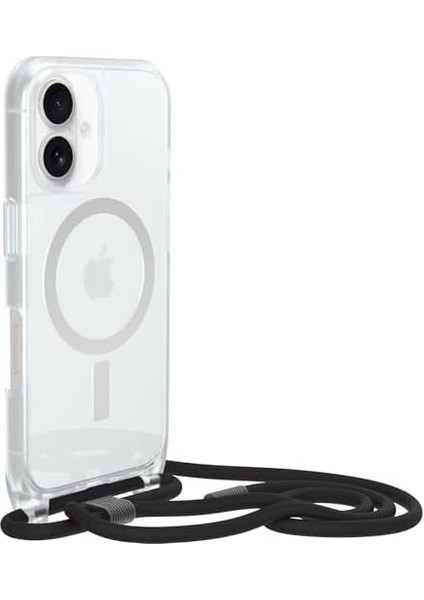 iPhone 16 Uyumlu Magsafe'li React Kolye Kılıfı, Ayarlanabilir ve Çıkarılabilir Telefon Zinciri ile Ultra Ince Koruyucu Kılıf, Askeri Standartlara Uygun, Şeffaf