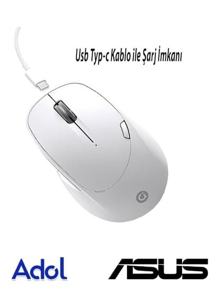 Kablosuz Dual Band Hibrit Bluetooth &wireless Kablosuz Mouse Şarjlı - Beyaz fiyatları