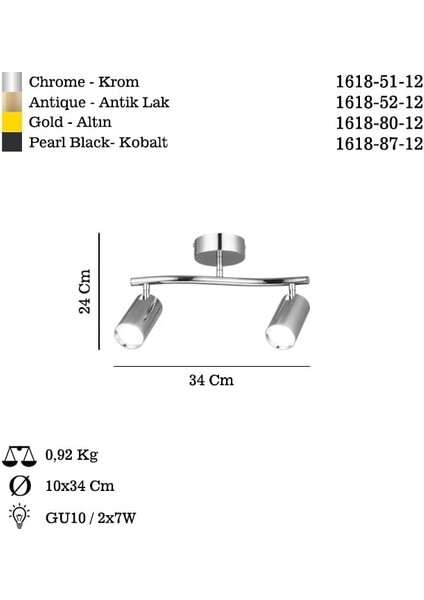 Lıpale 2 Lı Kobalt Plafonyer 2 x GU10 modelleri