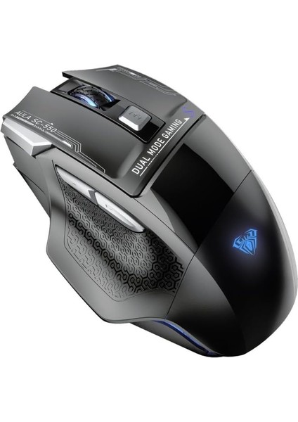 SC550 Çift Modlu 4800DPI 7 Tuşlu Makrolu 2.4ghz Kablosuz ve Kablolu Şarj Edilebilir Optik Rgb Oyuncu Gaming Mouse Siyah