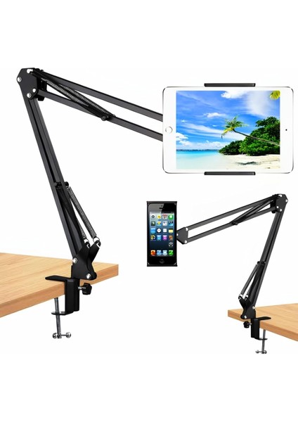 2 In 1 Akrobat Tablet ve Telefon Standı, Multi Set, 360 Derece Dönebilme Özelliği, Telefon ve Tablet Için Iki Ayrı Başlık, Ipad Mini, Samsung Galaxy, Tüm Telefonlara Uyumlu