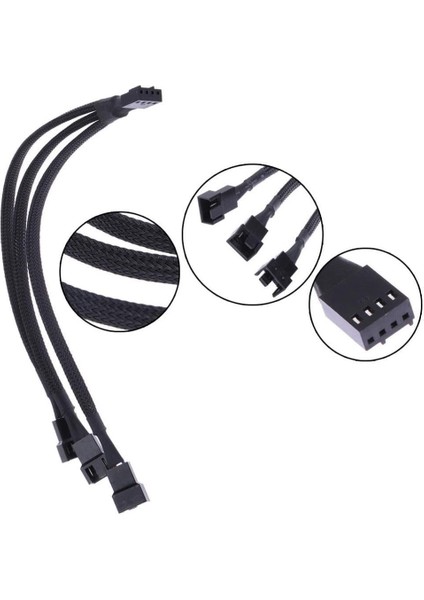 5353 3'lü Fan Çoklayıcı 3 Port Y Pwm 4 Pin Splitter Çoklayıcı Switch Örgülü Kablosu (5353-3'LÜ)
