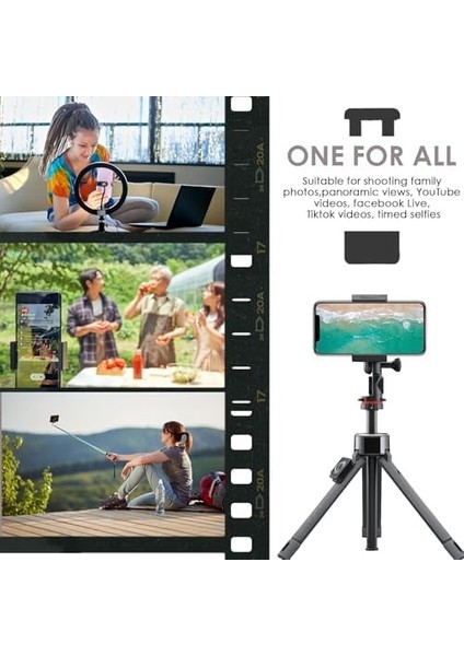 Akıllı Telefon Tutucu, Tripod Montaj Adaptörü, Klipsli Konnektör Başlığı, Selfie Çubuğu Başlığı, Seyahat Mini Tripod Başlığı