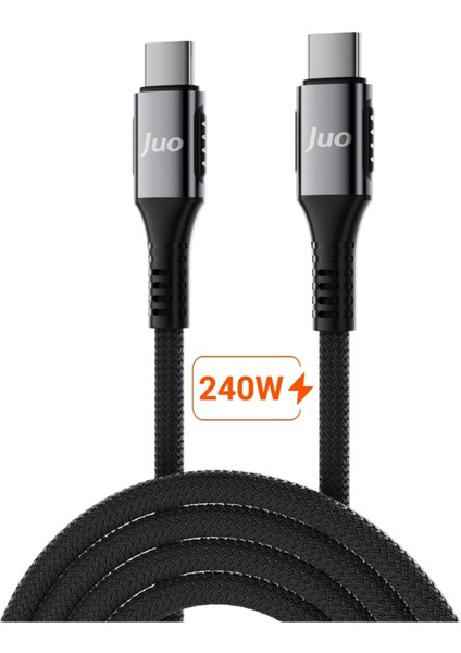 240W 5A E-Mark Çipli Örgülü USB Pd Type-C To Type-C Hızlı Şarj ve Data Kablosu 2 Metre