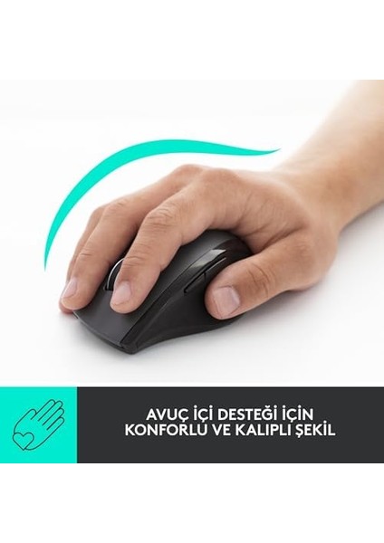 M705 Marathon Kablosuz Mouse, 2,4 Ghz USB Alıcı, 1000 Dpı, 5 Programlan