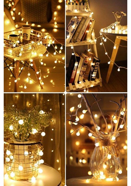 Gitti Dekoratif Aydınlatma LED Işıklı Top Dizeleri 20'li 3 Metre Pilli