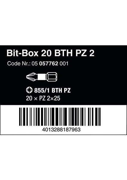 05057762001 Ürün Seti, Bit-Box Bth Pz 2, 20 Parça, Çoklu, Adet