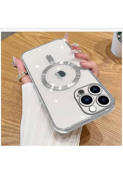 Aks iphone 14 Pro Için Kablosuz Şarj ile Uyumlu, Kamera Lens Korumalı Lazer Kılıf Gümüş fiyatları