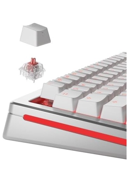 Gaming Fox Ultralight Lineer Anahtarlar (110 Adet), Mekanik Oyun Klavyeleri Için, Prelubed, Hotswap Klavyeler ve Oyunlar Için Sessiz Kırmızı Anahtarlar, Arkadan Aydınlatmalı Klavyeler Için