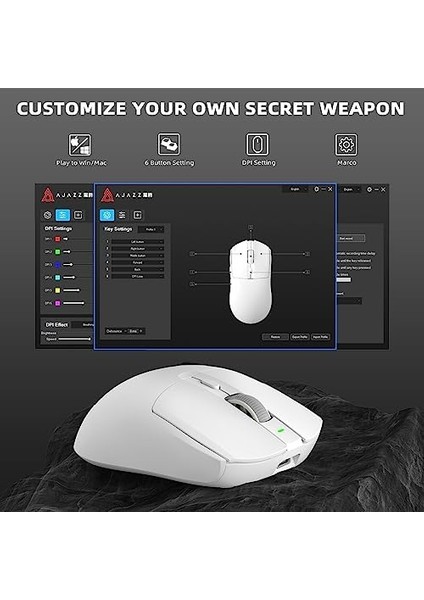 AJ139 Pro x Superlıght Kablosuz Oyun Faresi,ultra HAFIF(59G),PIXART PAW3395 Optik SENSÖR,26000 Dpı,2.4ghz/usb C Kablolu,ergonomik,6 Programlanabilir DÜĞME,200 Saat Pil Ömrü,pc/mac Için - Beyaz