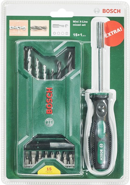 Home And Garden 15 + 1 Parça Mini X-Line Karışık Set + Tornavida (Ahşap ve Taş Için, Matkap/tornavida Aksesuarı)