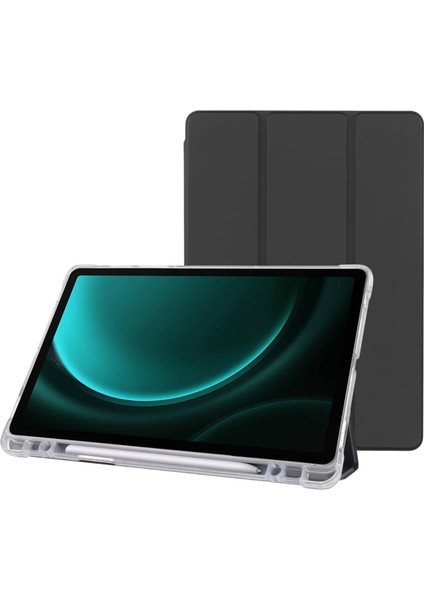 Samsung Galaxy Tab S9 Fe 10.9 Inç Uyumlu Smart Kılıf, S Pen Kalemlikli, Trifold, Esnek, Mat, Darbeye Tam Dayanıklı Tablet Kılıfı (Siyah)