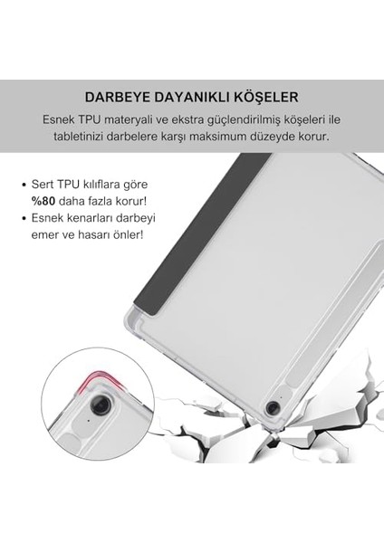 Samsung Galaxy Tab S9 Fe 10.9 Inç Uyumlu Smart Kılıf, S Pen Kalemlikli, Trifold, Esnek, Mat, Darbeye Tam Dayanıklı Tablet Kılıfı (Siyah) fiyatları