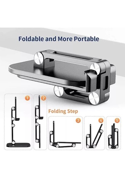 Akrobat Katlanabilir Ergonomik Telefon Tutucu Standı ve Tablet Tutucu Standı Desk Holder Oynar Başlıklı Kaymaz Zemin Tabanlı Stand