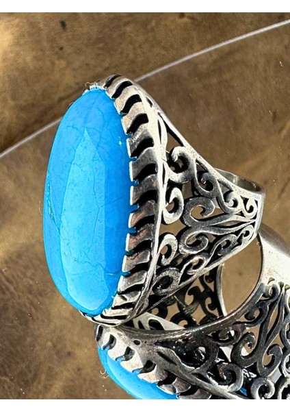 925 Ayar Gümüş Doğal Firuze (Turkuaz) Taşlı Erkek Yüzük – Otantik El İşçiliği modelleri