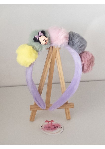 Renkli Ponponlu Minnie Kadife Çocuk Taç modelleri
