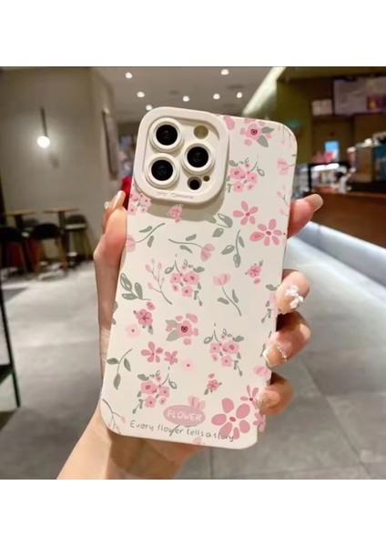 Pembe Çiçek Baskılı Apple iPhone 16 Pro Max Telefon Kılıfı