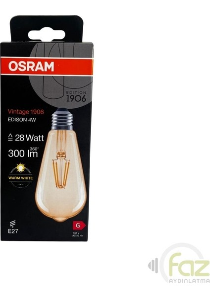 Rustik LED Ampul Vintage Edison ST64 4W E27 2700K Osram