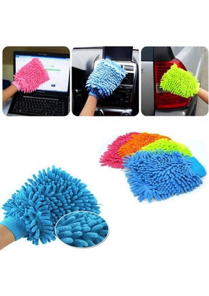 Mikrofiber Araç Yıkama Eldiveni Püsküllü - Makarna Şönil Eldiven Oto Detailing