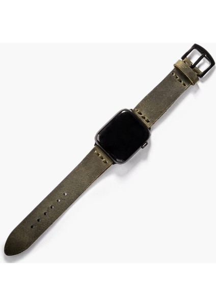 Tek Katlı Deri Apple Watch Kayışı - Yeşil
