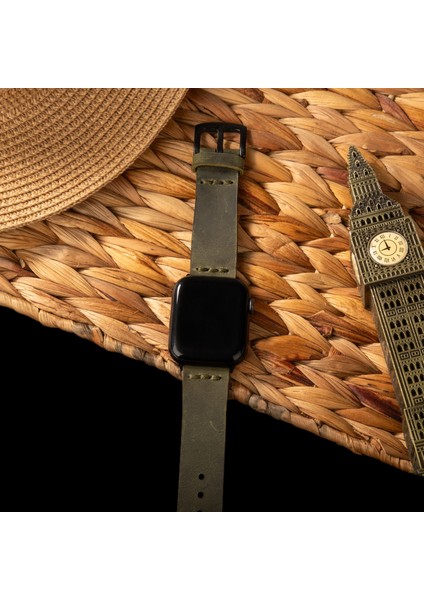 Tek Katlı Deri Apple Watch Kayışı - Yeşil