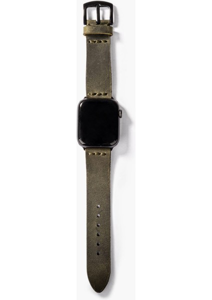 Tek Katlı Deri Apple Watch Kayışı - Yeşil