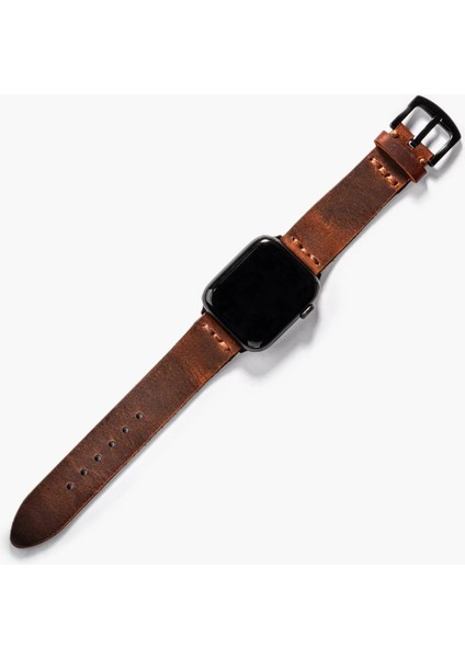 Tek Katlı Deri Apple Watch Kayışı - Oranj