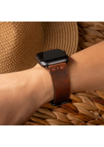 Tek Katlı Deri Apple Watch Kayışı - Oranj fiyatları