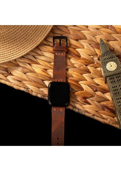 Tek Katlı Deri Apple Watch Kayışı - Oranj modelleri