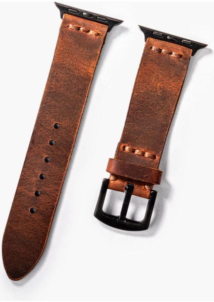 Tek Katlı Deri Apple Watch Kayışı - Oranj fırsatları