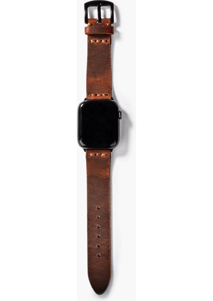 Tek Katlı Deri Apple Watch Kayışı - Oranj indirimleri