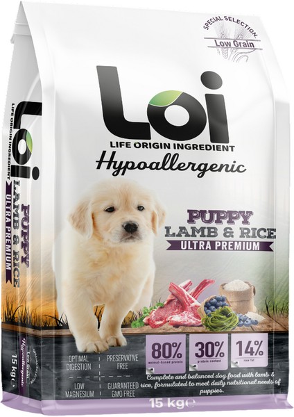 Yavru Kuzu Etli ve Pirinçli Köpek Maması 15 kg